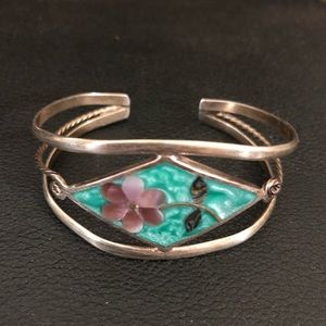 SOLD Flower Cuff Bracelet - Adjustable - MOP